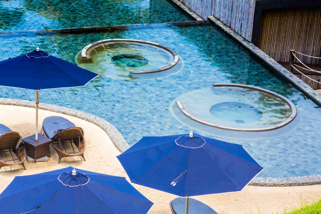 Swimming pool with relaxing seats